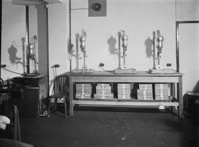 War Office official photographer, Kodak precision enlargers in the darkroom of the War Office Photographic Section, Curzon Street, London (1939-1945), Imperial War Museum