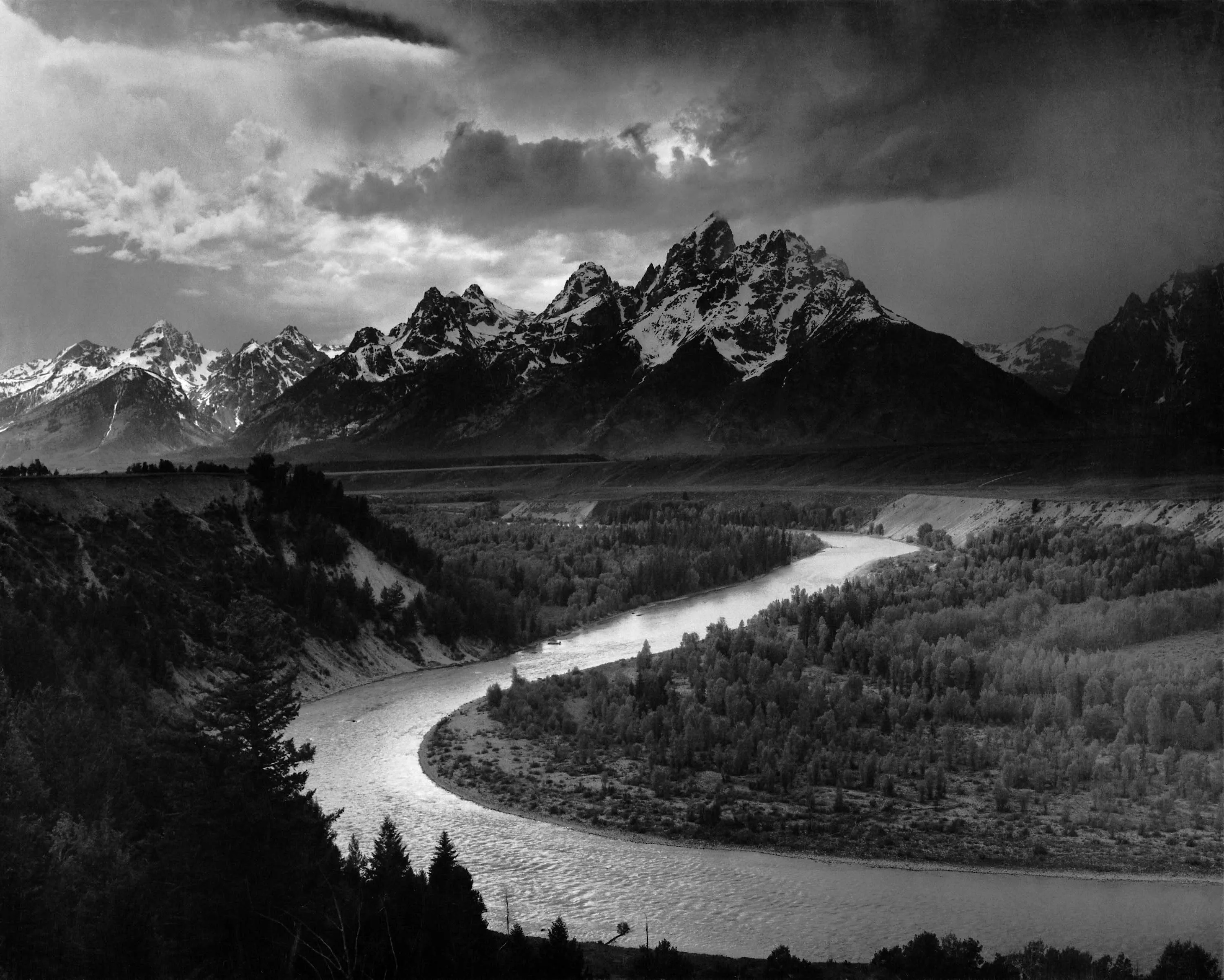 The Tetons and the Snake River, Ansel Adams, 1942 (National Archives, public domain)