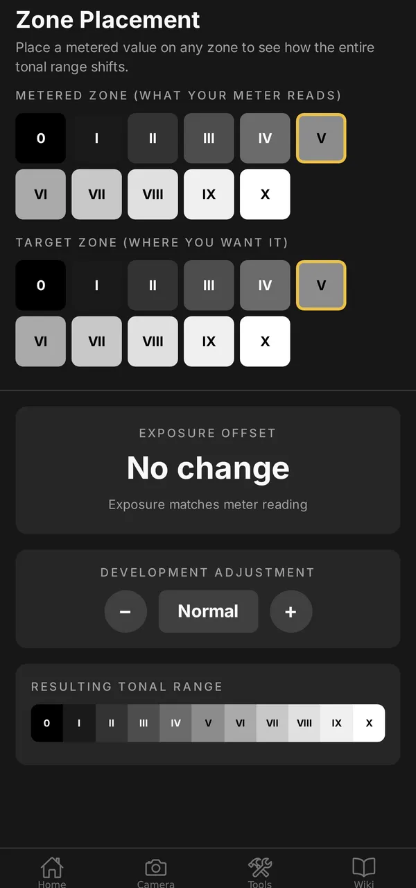 Zone Placement screen
